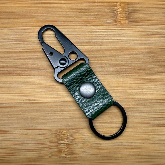 Push Clip Leather Keychain