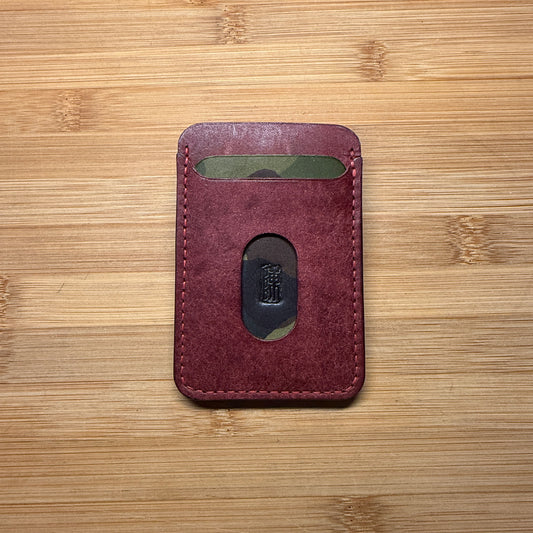 Card Wallet – Pueblo Bordeaux & Camouflage Leather