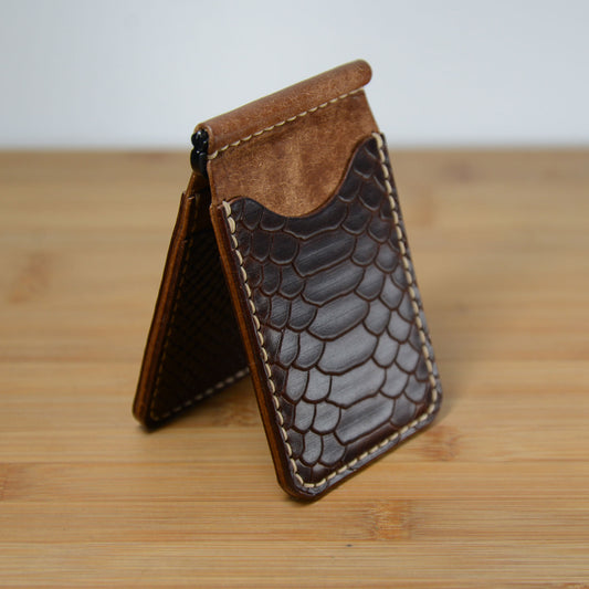 Slim Money Clip Bi-Fold – Pueblo & Embossed Python