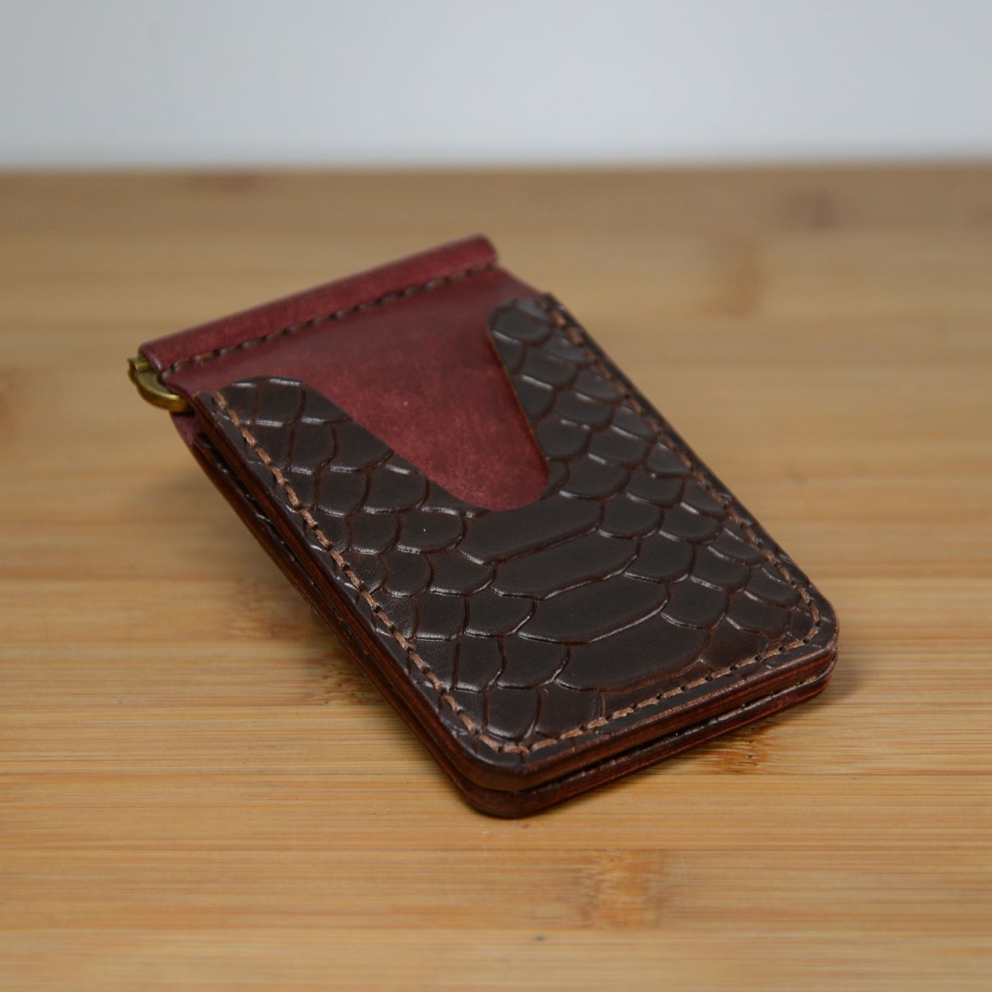 Slim Money Clip Bi-Fold – Pueblo & Embossed Python