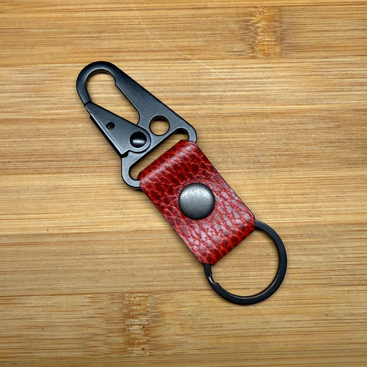 Push Clip Leather Keychain